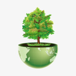 地球和树矢量图素材