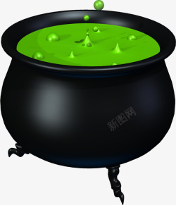 黑色大缸绿色汤汁素材