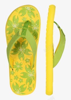 黄色花纹的拖鞋素材