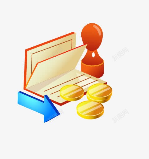 卡通存折金币png免抠素材_88icon https://88icon.com 商业 存折 矢量箭头 箭头 金币 金融