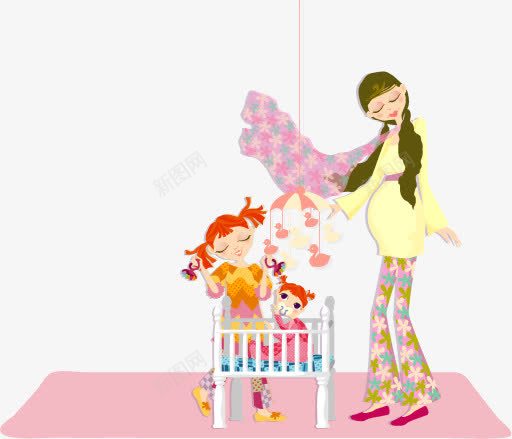 怀孕的女人png免抠素材_88icon https://88icon.com 儿童 儿童床 卡通 围巾 孕妇 手绘 粉色 黄色
