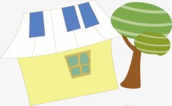 小树房子卡通插图素材