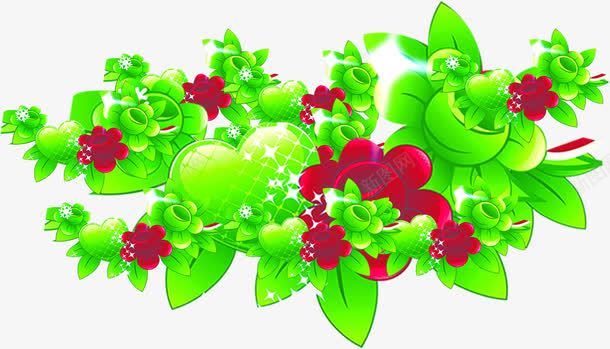 手绘红绿色手绘花朵png免抠素材_88icon https://88icon.com 绿色 花朵