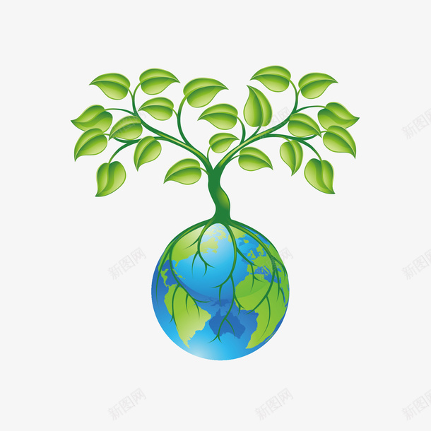 地球和植物矢量图ai免抠素材_88icon https://88icon.com 地球 树 植物 绿色环保 矢量图