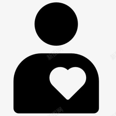 白色心脏黑色人物代表图标图标