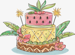 水彩蛋糕插画矢量图素材