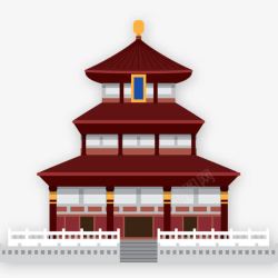 红色中国风卡通宫殿素材