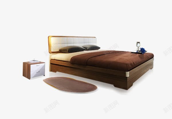卧室里的大床psd免抠素材_88icon https://88icon.com 产品实物图 地毯 大床 床头柜