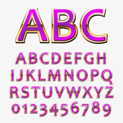 36个金边紫色字母和数字素材