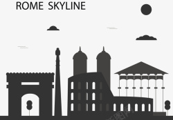 灰色罗马旅游海报矢量图素材