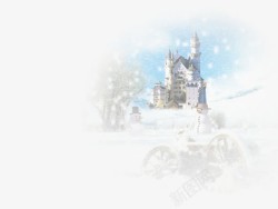 梦幻冬季雪花城堡素材