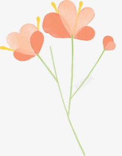 手绘粉色漫画爱心花朵素材