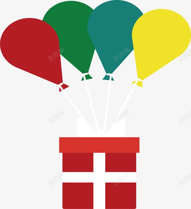 彩色气球生日礼物png免抠素材_88icon https://88icon.com 彩色气球 气球束 生日礼物 矢量png 红色礼盒 过生日