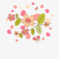 手绘简单卡通花朵蝴蝶背景素材
