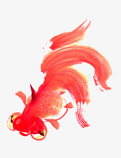 手绘红色金鱼素材
