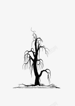 绘画植物枯树黑白素材