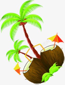 夏日海报卡通植物椰子树素材