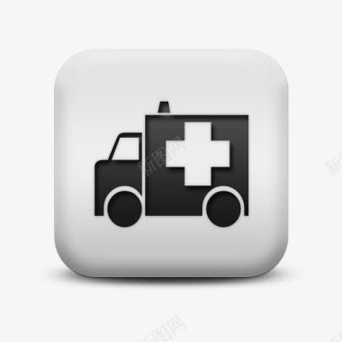 Ambulance磨砂白广场图标运输旅行运输救护图标