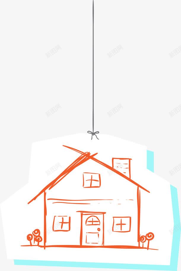 红色线条小屋png免抠素材_88icon https://88icon.com 免抠PNG 小屋 房子 红色 线条 装饰图案