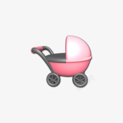 卡通3D粉色婴儿用品手推车素材