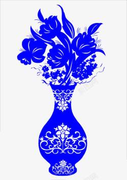 蓝色花瓶图案素材