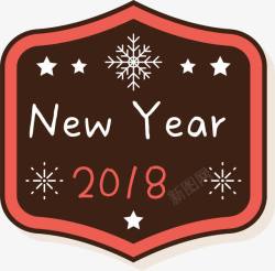 黑色2018新年标签素材
