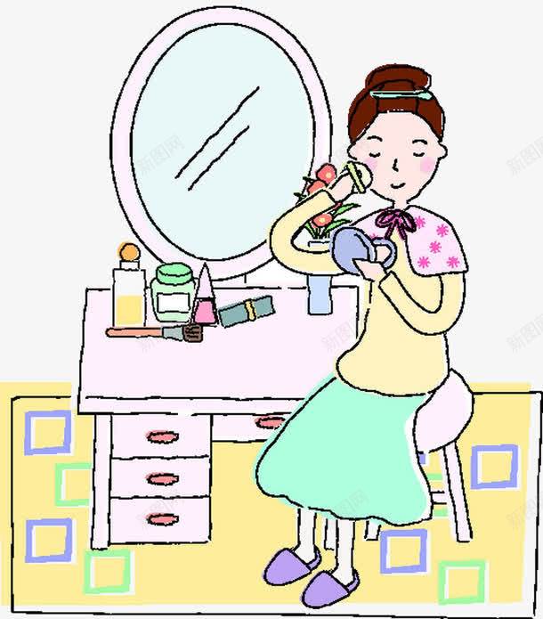 美女化妆图png免抠素材_88icon https://88icon.com 化妆 手绘 梳妆台 镜子
