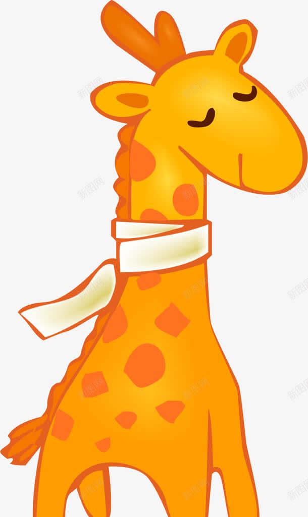 可爱手绘长颈鹿png免抠素材_88icon https://88icon.com AI 动物 卡通 可爱 橙色 线条 长颈鹿