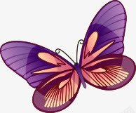 手绘紫粉色卡通蝴蝶素材