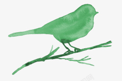 绿色小鸟剪影素材