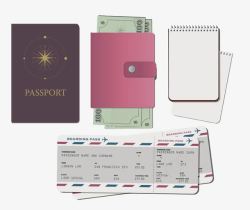 简约旅行护照登机牌素材