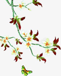 中秋节手绘红树叶素材