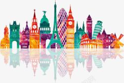 炫彩城市建筑剪影素材