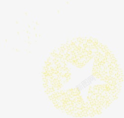 黄色喷绘圆形中中间空心星星素材