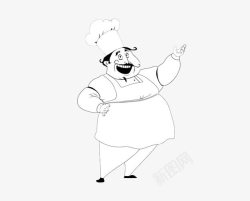 黑白卡通厨师大叔素材