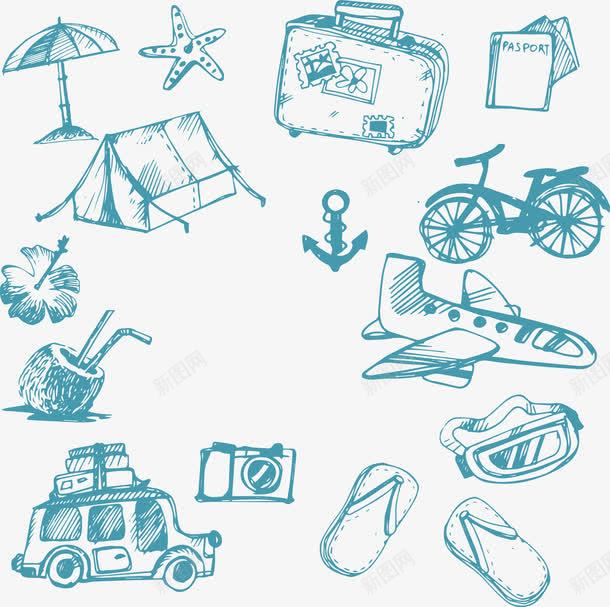 蓝色小清新夏日风背景手绘png免抠素材_88icon https://88icon.com 夏日风 背景手绘 蓝色小清新