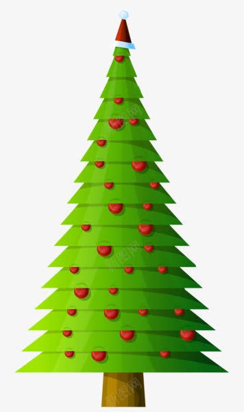 手绘卡通圣诞树png免抠素材_88icon https://88icon.com 圣诞帽 圣诞树 手绘 红色 绿色