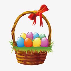 创意复活节彩绘鸡蛋篮子素材
