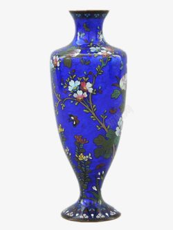 蓝色雕花家居花瓶素材