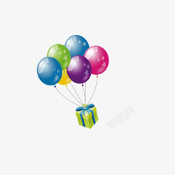 彩色气球礼盒素材