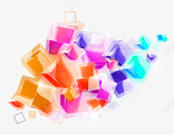 彩色立方体几何装饰图案png免抠素材_88icon https://88icon.com 免抠PNG 几何 彩色 立方体 装饰图案