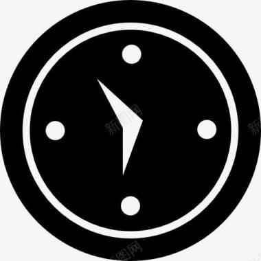 时钟的黑色圆形形状工具图标图标