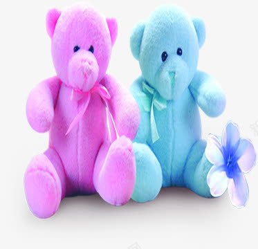 粉色蓝色毛绒玩具熊png免抠素材_88icon https://88icon.com 毛绒 玩具 粉色 蓝色