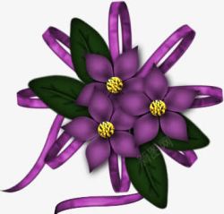 紫色丝带花朵素材