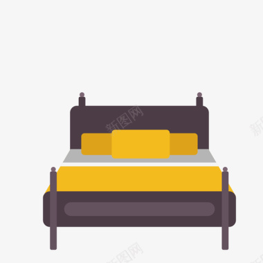床黄色复古简约床标图矢量图图标图标