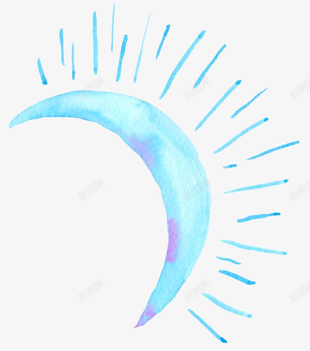 发光的蓝色月亮装饰图案png免抠素材_88icon https://88icon.com 卡通手绘 发光 彩绘 月亮 装饰图案 装饰月亮