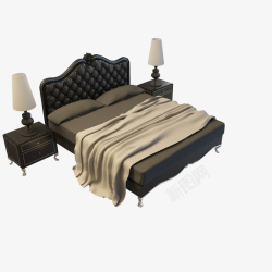 复古大床黑色复古欧式大床高清图片