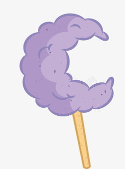 紫色月亮棉花糖矢量图素材