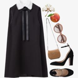 黑色连衣裙和包包素材