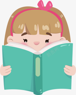 世界读书日看书的小女孩素材
